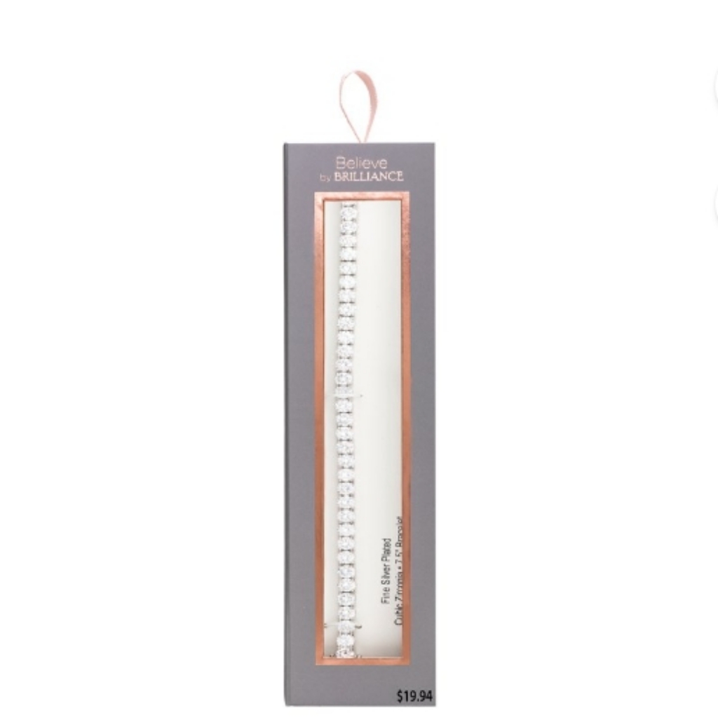 Believe By Brillance Cz Round Tennis Bracelet 7.5 